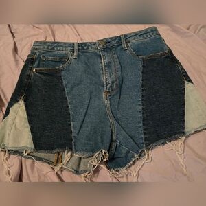 Aqua patched shorts
